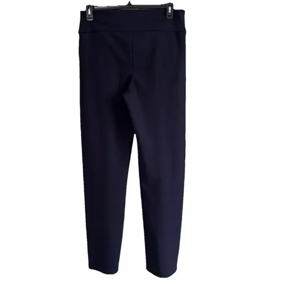 Saint + Sophia Putney Pull On Pants Size 12 Navy Blue Relaxed Straight Pockets - Picture 4 of 16